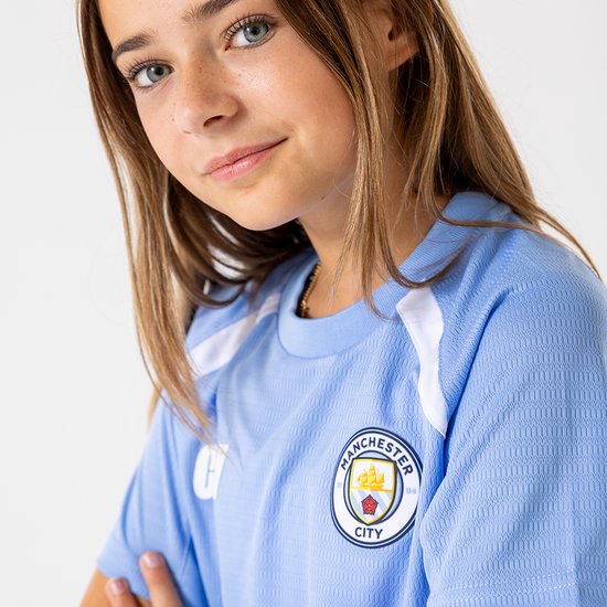 Maillot domicile Manchester City Enfants 2025/2026 - Taille 140 - Maillot de foot - Vêtements de sport - Garçons et Filles - Boutique des supporters de Manchester City - Polyester