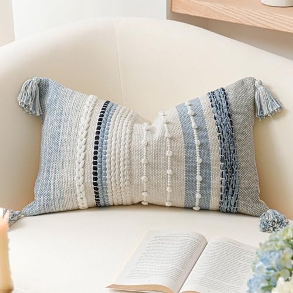Decoratieve lendensteun sierkussenhoes 35,6 x 61 cm - Boho accentkussen voor bank of sofa - Landelijke stijl voor slaapkamer en woonkamer