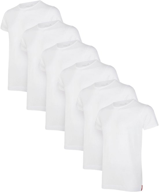 T-shirt Undiemeister - T-shirt homme - Coupe slim - Manches courtes - En Mellowood - Col rond - White ( Wit) - Lot de 6 - XXL