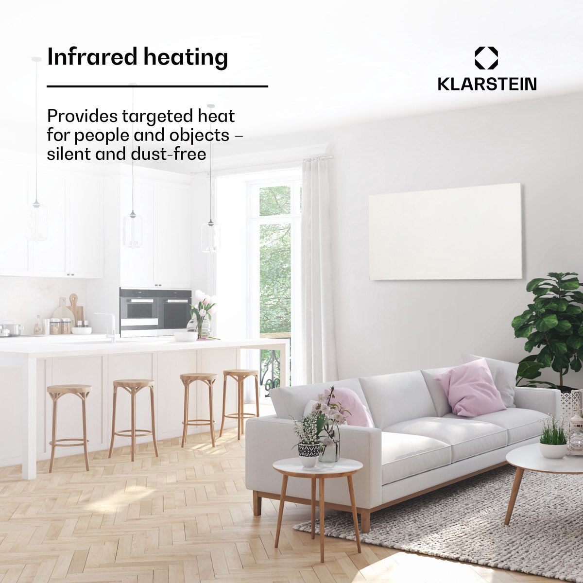 Klarstein infrarood verwarming met thermostaat, 720W elektrische verwarming, infrarood verwarming voor wandmontage, IR-paneel met afstandsbediening & timer, platte badkamerradiator, CO₂-vrije wandverwarming – foto 7