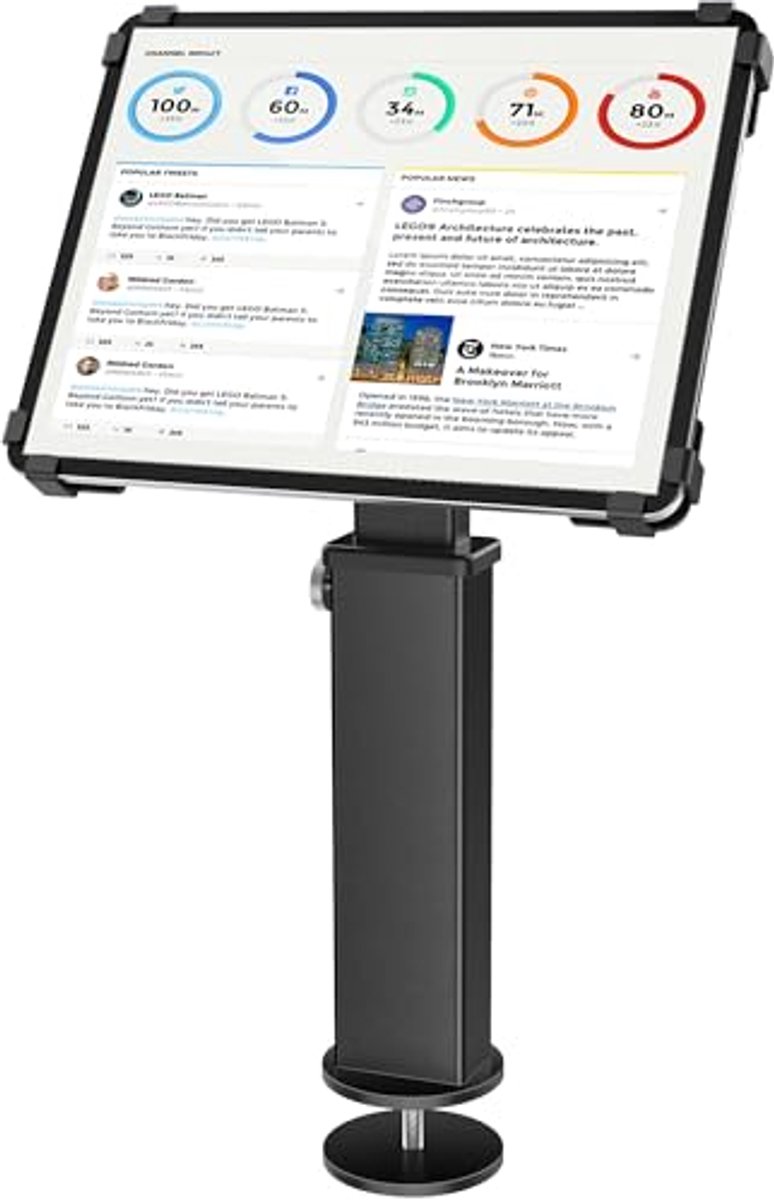 360° draaibare diefstal-kassabonstandaard voor tablets 9,7 - 13 inch, zwart