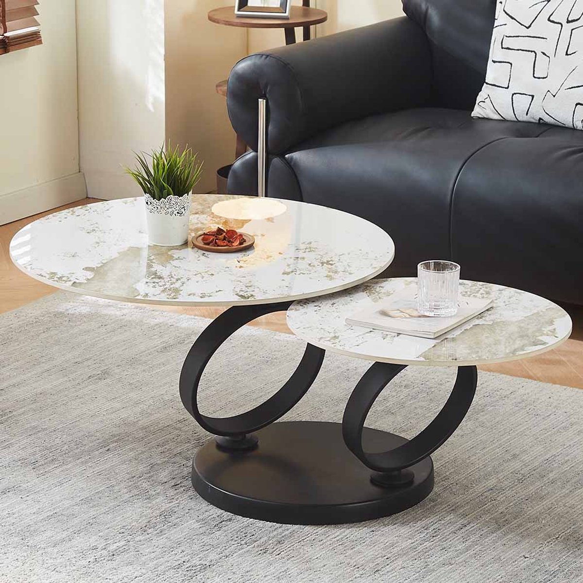 Milton & Oldbrook Salontafel Draaibaar Liverno Marmerlook Beige