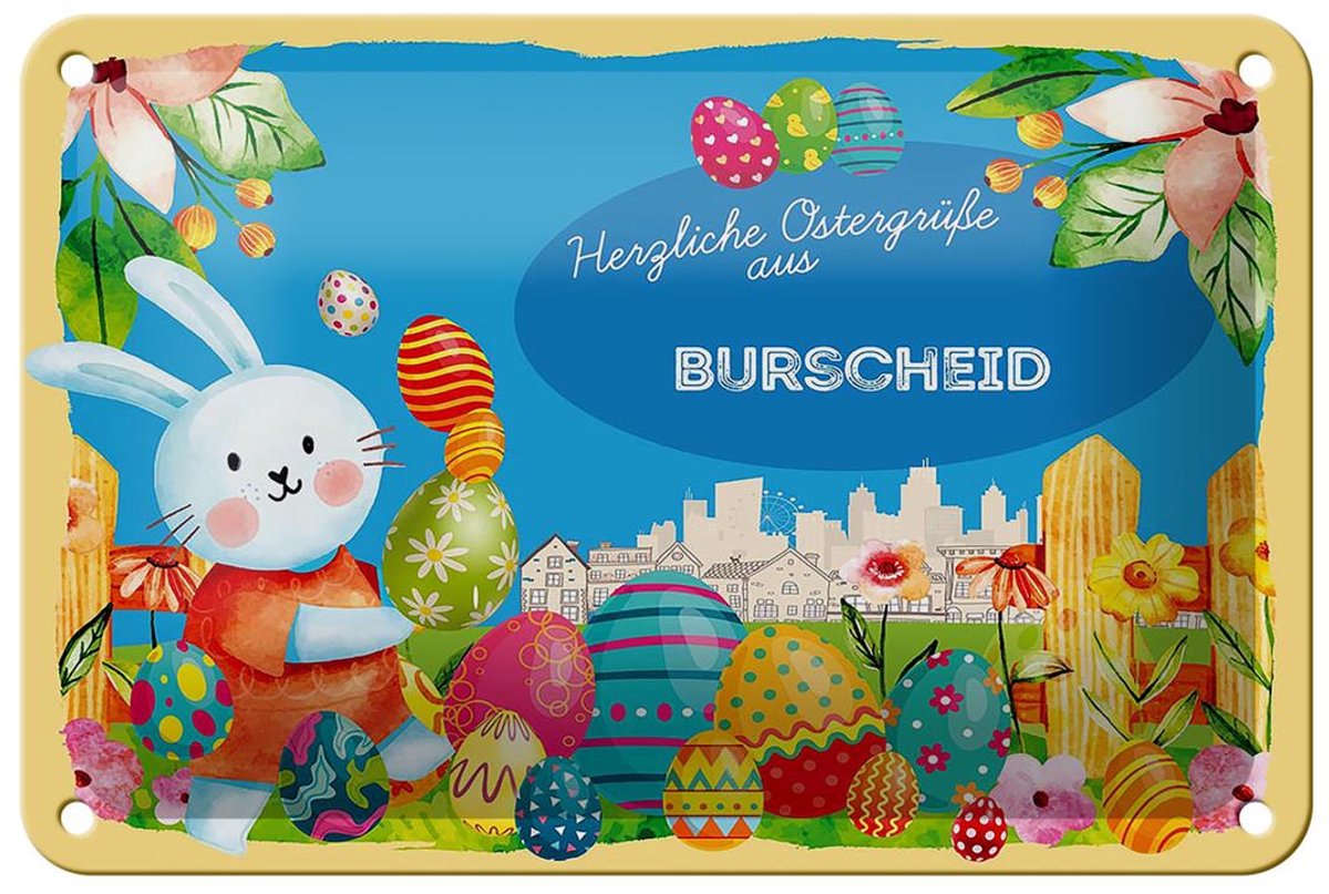 Blechschild Ostern Ostergrüße 18x12cm BURSCHEID Geschenk Deko