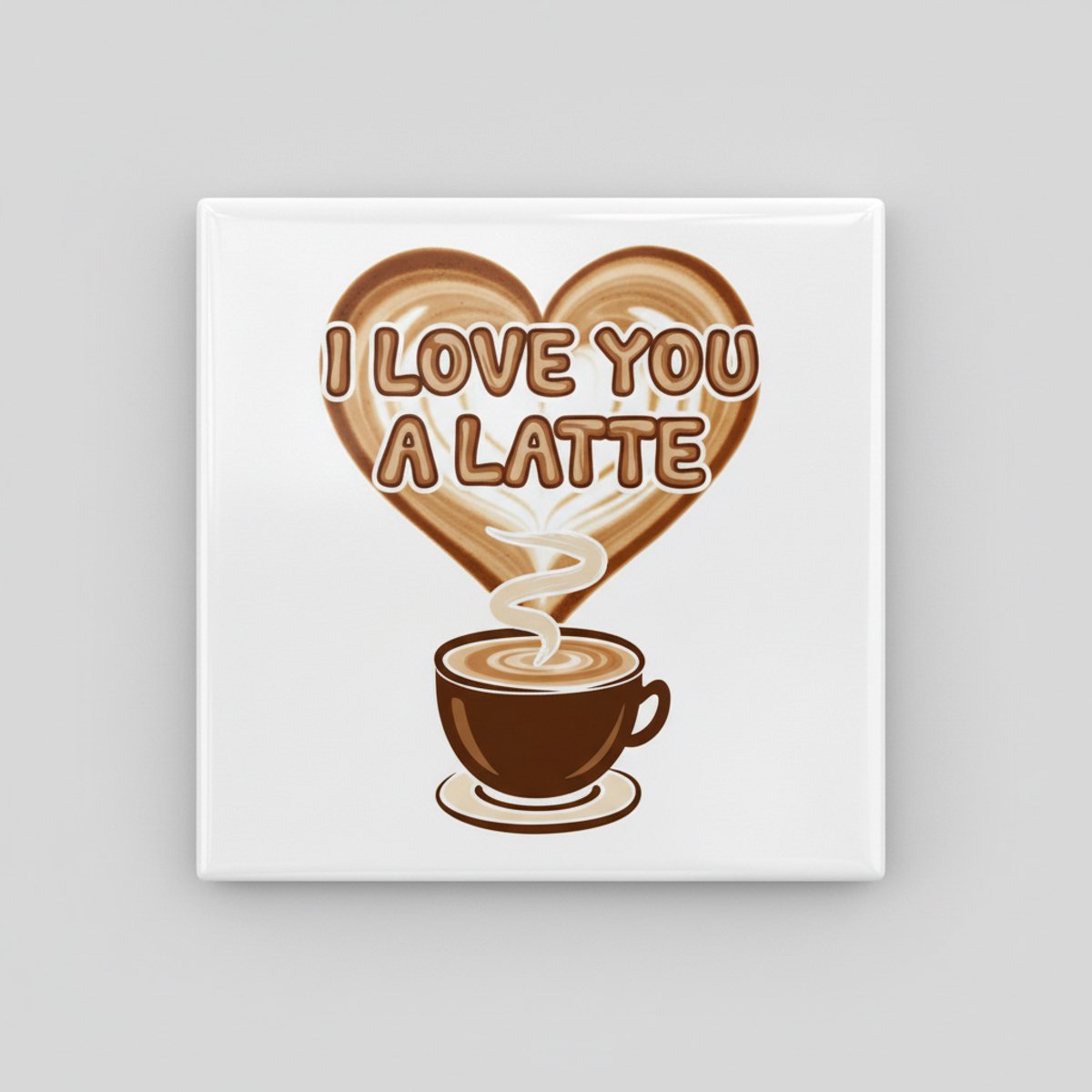 Nevolis “I Love You a Latte” Keramische Tegel 15x15 cm – Romantische Koffie Hart Illustratie | Schattig Cadeau & Woondecoratie Multi Color