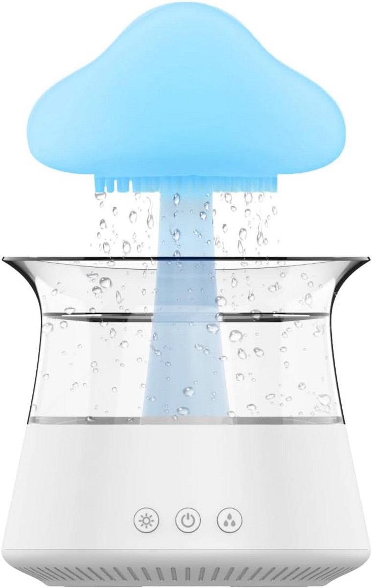Luchtbevochtiger met Regengeluid en 7 Kleuren Nachtlamp - 300ml