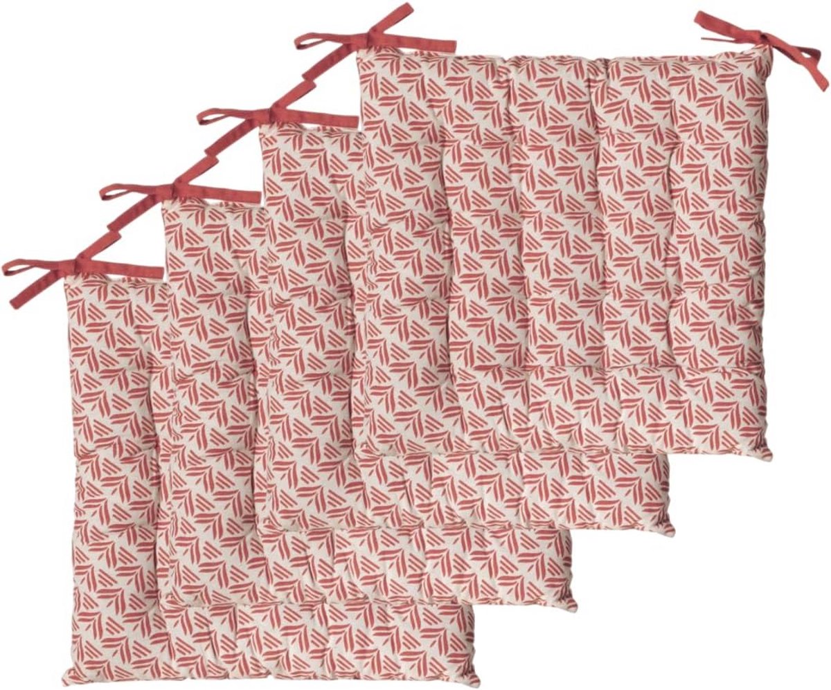 Set van 4 Vierkante Stoelkussens 40x40 cm Terracotta Tweedelig Design