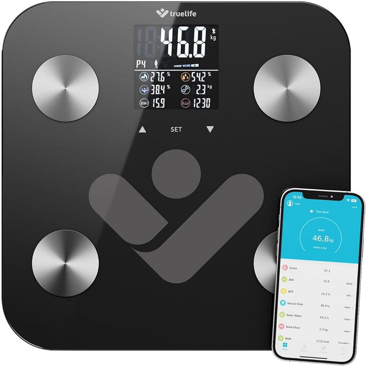 Slimme Personenweegschaal met Lichaamsanalyse (BIA) - 19 Metingen & App Connectie