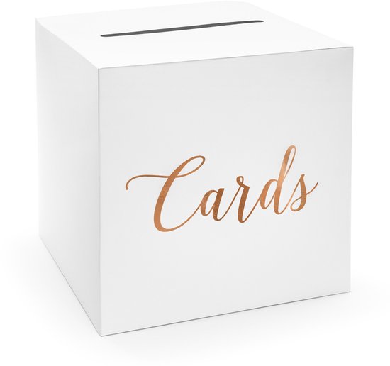 Enveloppendoos wit / rosegoud - Cards - 24 cm - Bruiloft - Huwelijk - Versieringen/decoraties