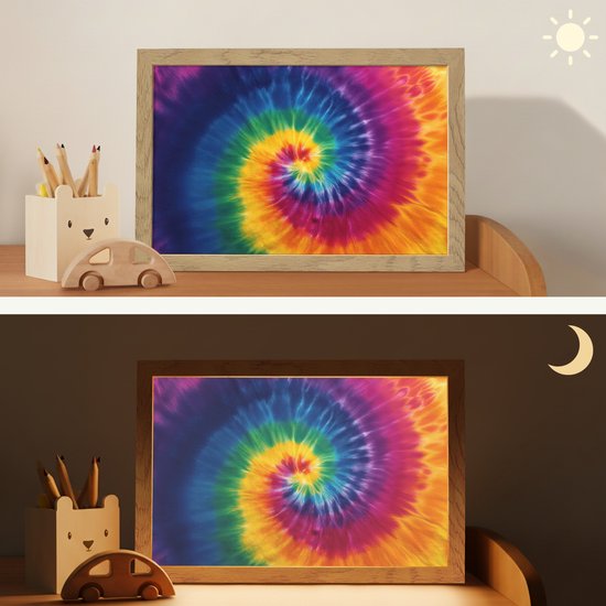 Nachtlampje 30x20 cm - Kinder lampje - Regenboogkleuren - Spiraal - Kleurrijk - Tafellamp kinderkamer - Slaapkamer lamp - Bedlamp kinderen - Kinderlampje stopcontact - Wandlamp babykamer - Nachtlampjes van OnlyWow — afbeelding 4