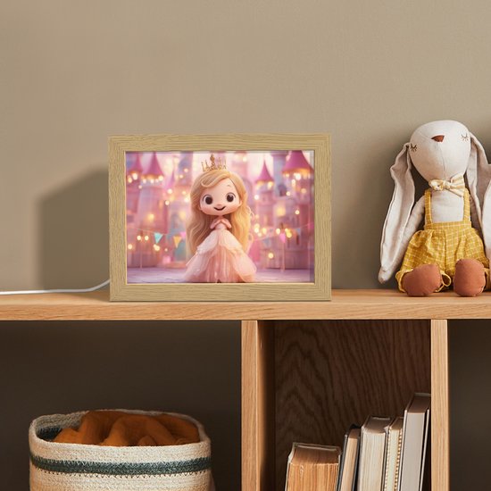 Nachtlampje 20x15 cm - Kinder lamp - Prinses - Roze - Kasteel - Tafellamp kinderkamer - Slaapkamer lamp - Bedlamp kinderen - Kinderlampje stopcontact - Wandlamp babykamer - Nachtlampjes van Merkloos — afbeelding 3