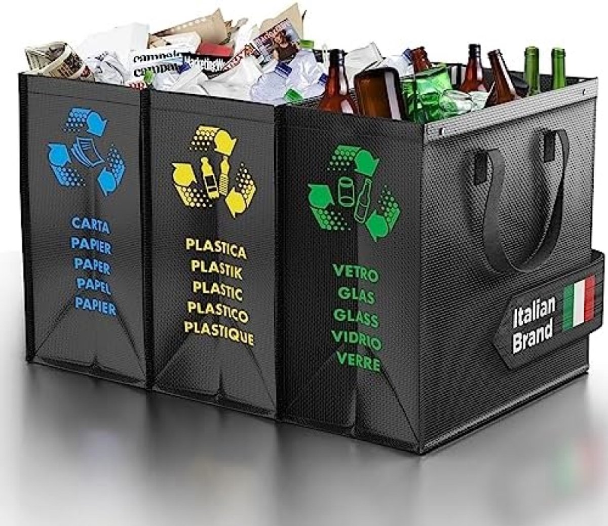 Drievoudige Afvalbak voor Recycling - Stevig en Makkelijk Leeg te Maken