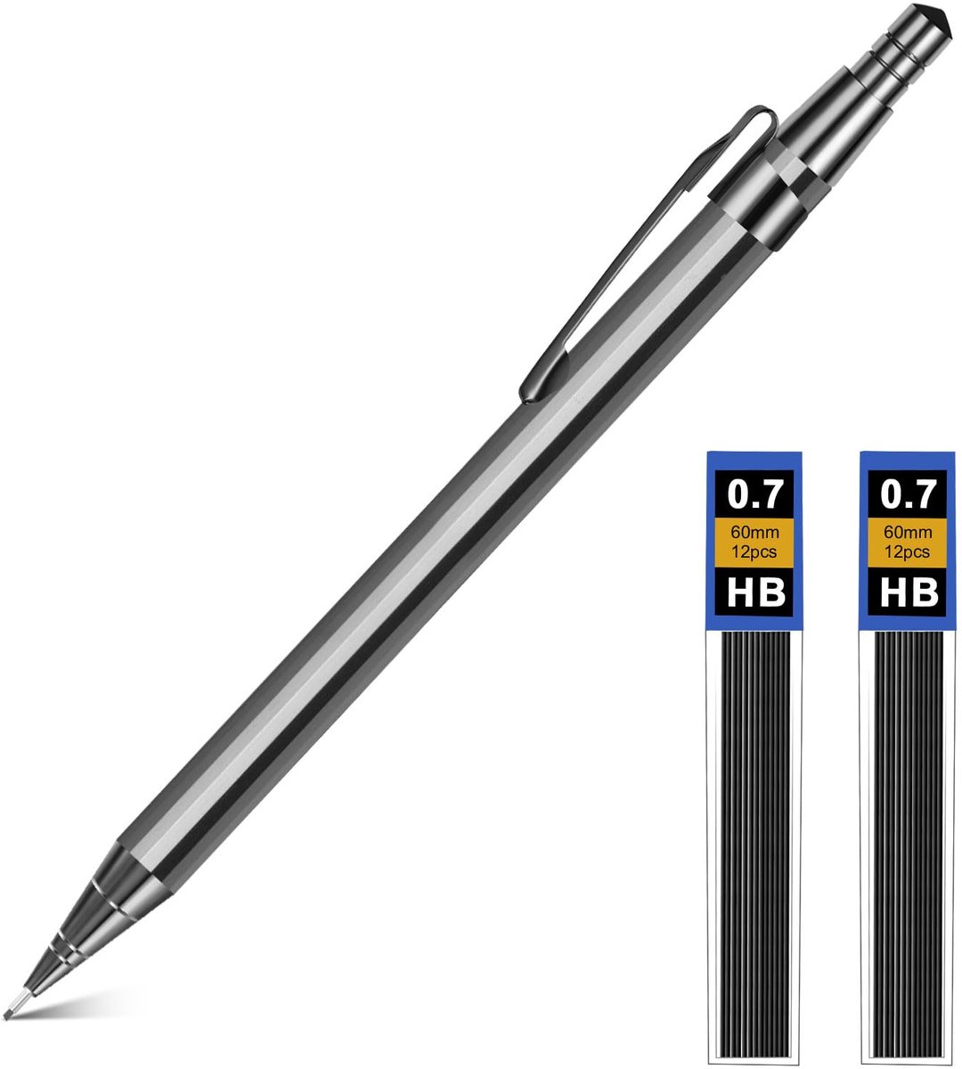 IMPERATORIS® Vulpotlood met 2 Tubes - Metallic - Voor School, Tekenen en Kantoor - Navulbaar - 1 Stuks - Zwart
