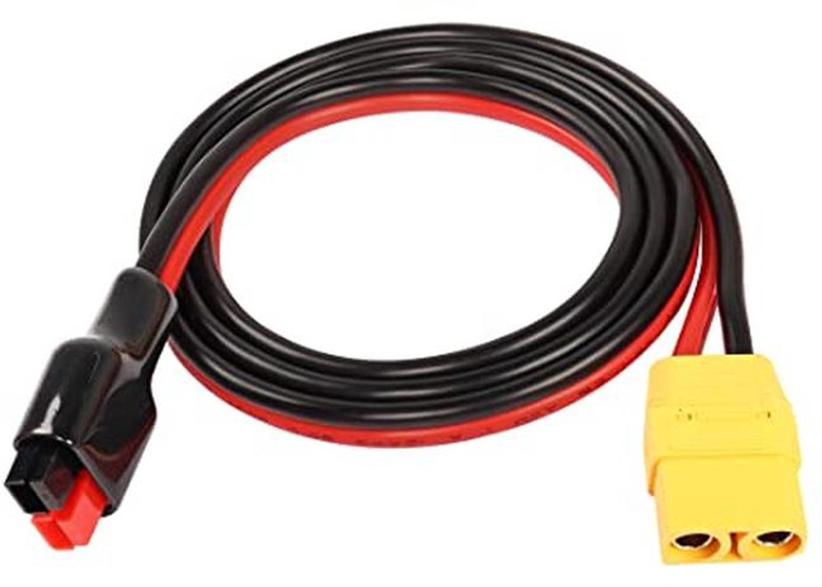 Zonne-connector naar XT90 - Verlengsnoer Kabel - Energie Overzetten - 12AWG Puur Koper - 1 Meter - Zwart