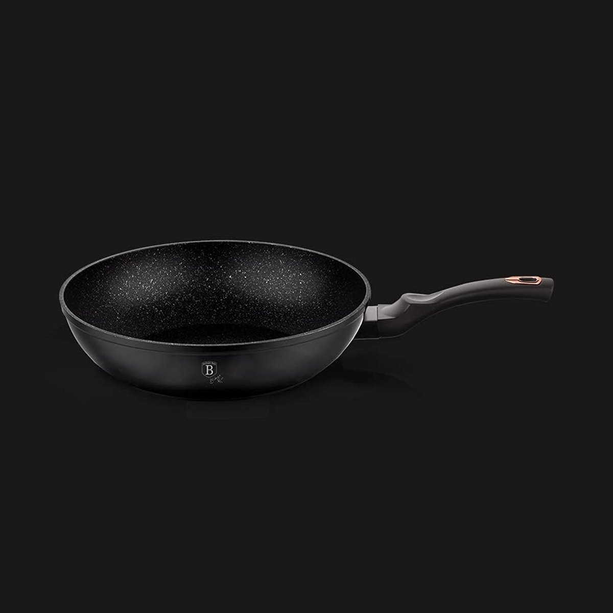 Grote Wokpan 28cm Zwart met Antiaanbaklaag en Ergonomisch Handvat