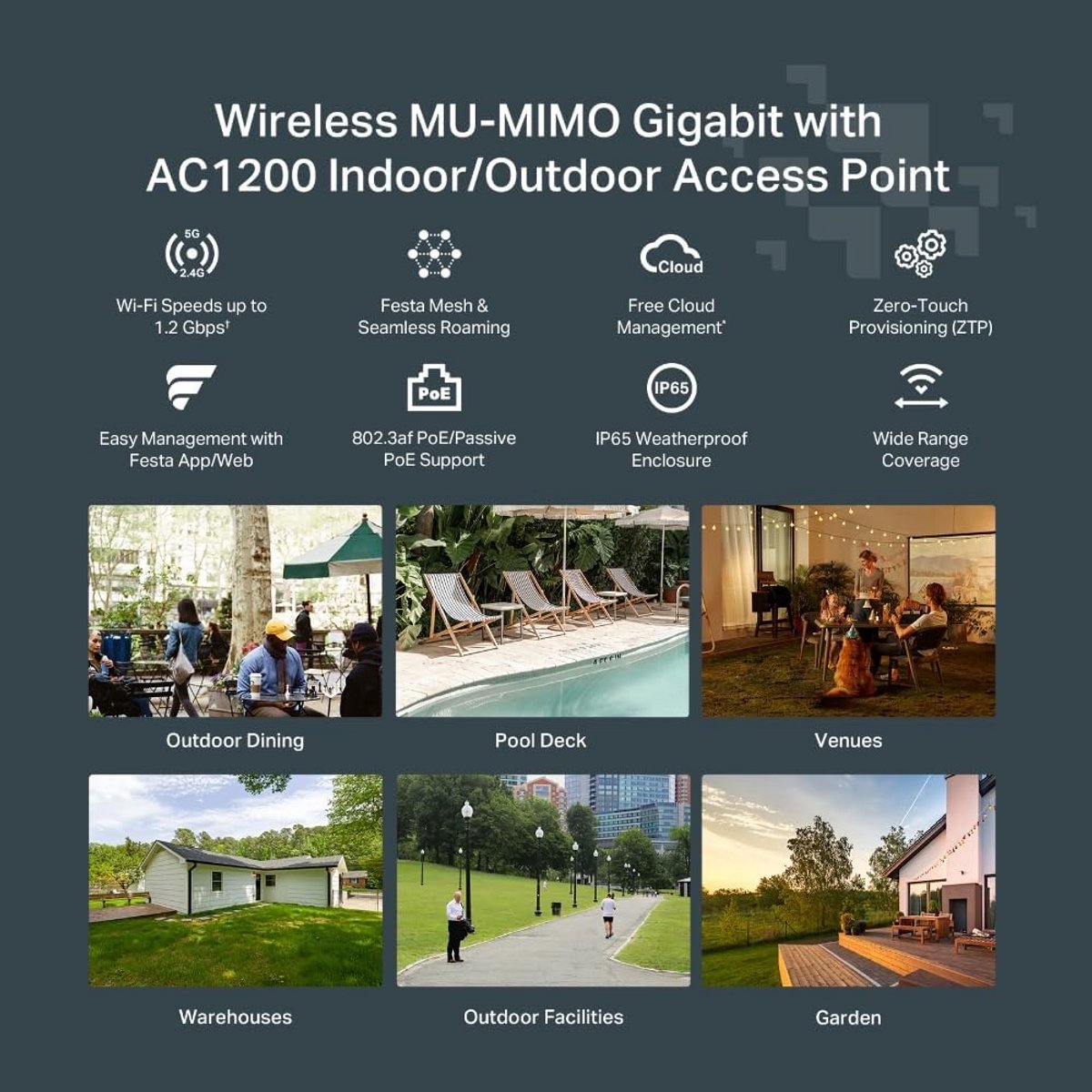 Krachtige Buiten WiFi Access Point AC1200 | IP65 Waterdicht voor Tuin en Buitenruimtes