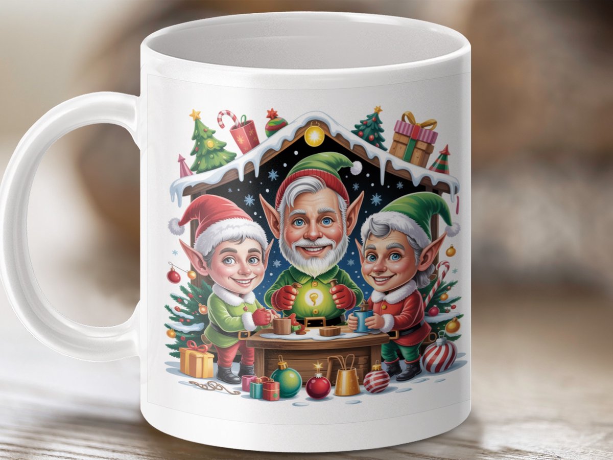 Mok Kerst Elfen Magie, feestelijke theemok, Winter Kerstcadeau, Familie Elfen, Kerstdecoratie, Kerstmannen Elfen Mug