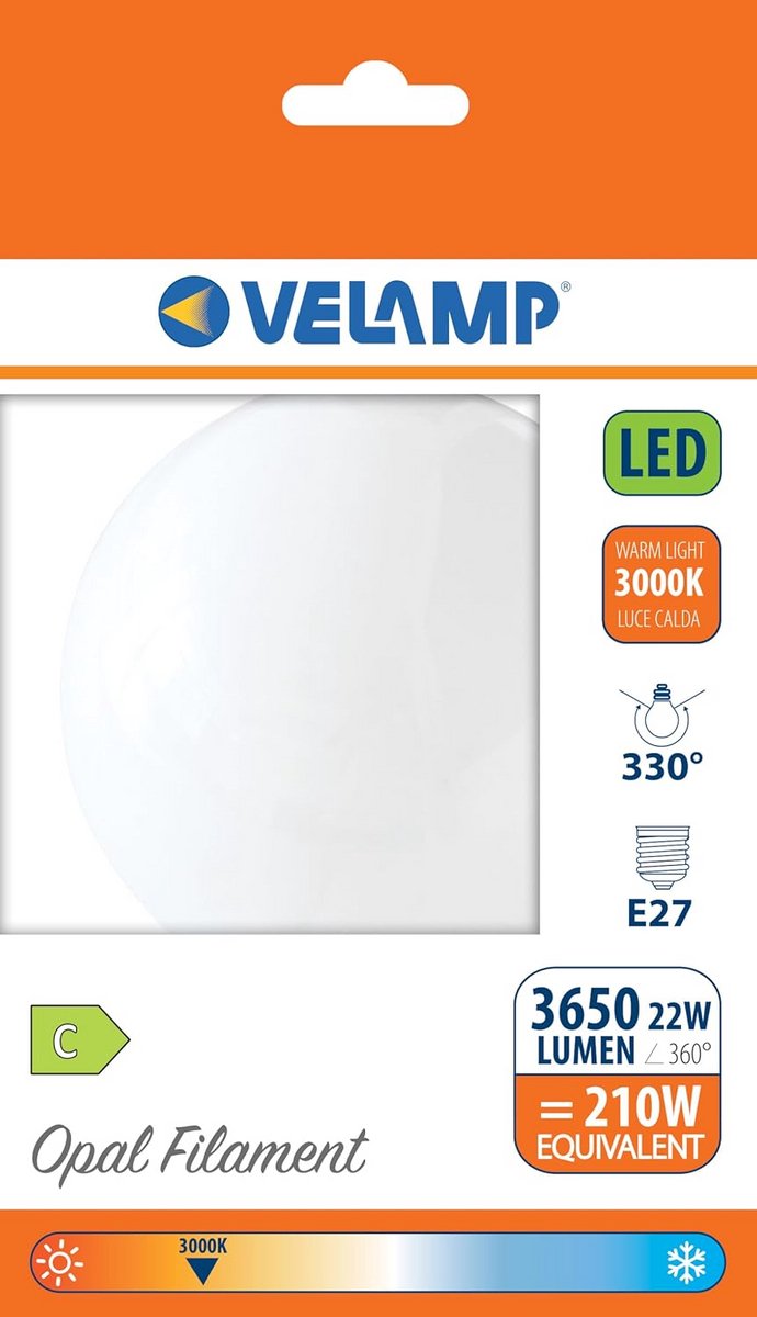 Grote LED Filament Lamp E27 Fitting Opaal Glas 22W Warm Wit Licht 3650 Lumen
