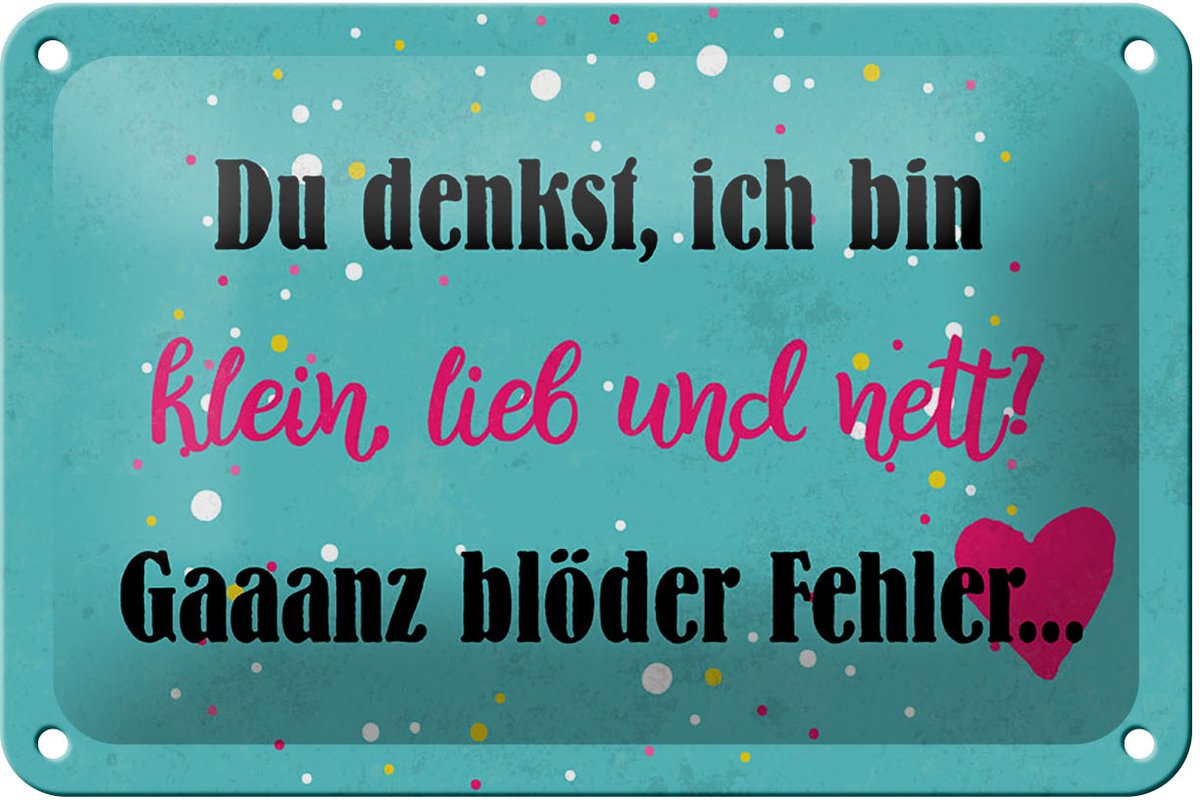 Blechschild Spruch 18x12cm du denkst ich bin klein lieb