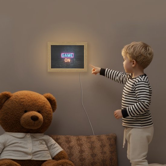 Nachtlampje 20x15 cm - Kinder lamp - Game on - Neon - Muur - Tafellamp kinderkamer - Slaapkamer lamp - Bedlamp kinderen - Kinderlampje stopcontact - Wandlamp babykamer - Nachtlampjes van Merkloos — afbeelding 5