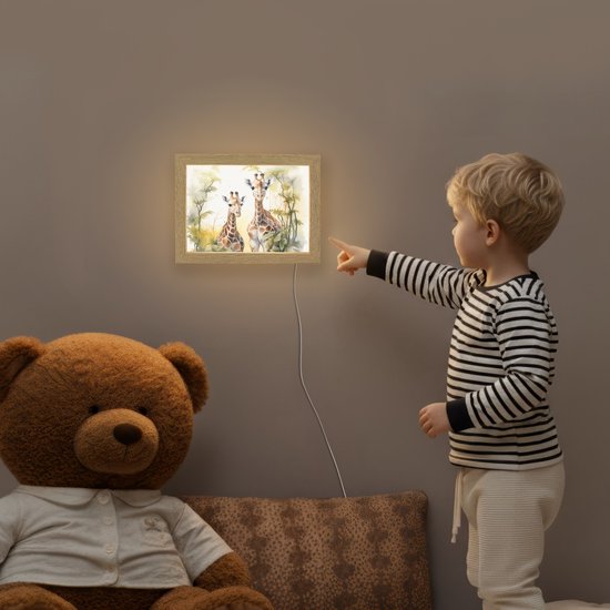 Nachtlampje 20x15 cm - Kinder lamp - Giraffe - Wilde dieren - Natuur - Kinderen - Tafellamp kinderkamer - Slaapkamer lamp - Bedlamp kinderen - Kinderlampje stopcontact - Wandlamp babykamer - Nachtlampjes van Merkloos — afbeelding 5