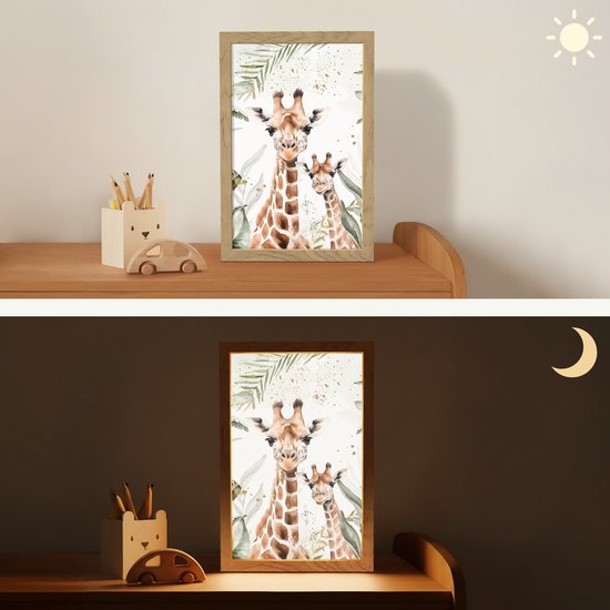 Nachtlampje 20x30 cm - Kinder lamp - Giraffe - Natuur - Kinderen - Dieren - Tafellamp kinderkamer - Slaapkamer lamp - Bedlamp kinderen - Kinderlampje stopcontact - Wandlamp babykamer - Nachtlampjes van Merkloos — afbeelding 4