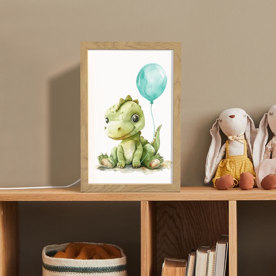 Nachtlampje 20x30 cm - Kinder lamp - Draak - Baby dier - Blauwe ballon - Tafellamp kinderkamer - Slaapkamer lamp - Bedlamp kinderen - Kinderlampje stopcontact - Wandlamp babykamer - Nachtlampjes van Merkloos — afbeelding 3