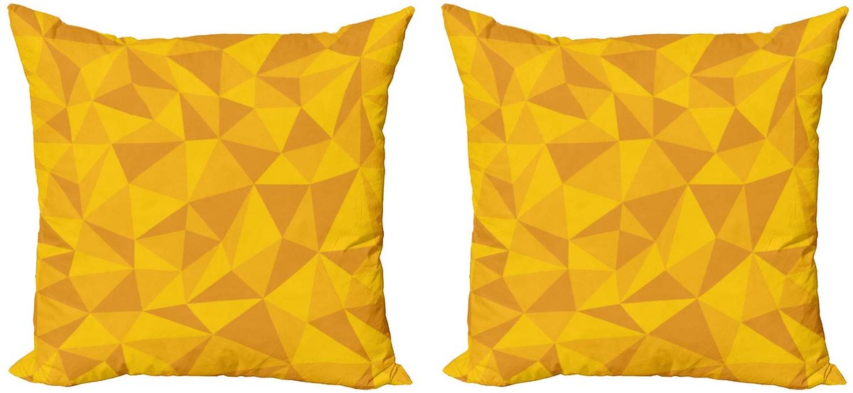 ABAKUHAUS Kussenhoes Set 2×40x40 – Dubbelzijdig Digitaaldruk – Geel Oranje