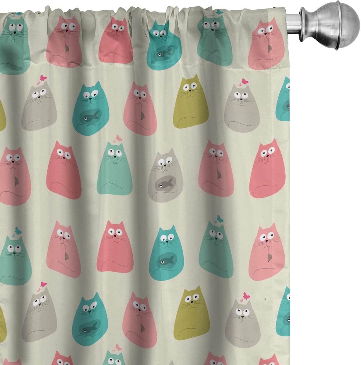 ABAKUHAUS katten-gordijnen – 2-delige set – 75 × 225 cm – microvezel Blush Seafoam