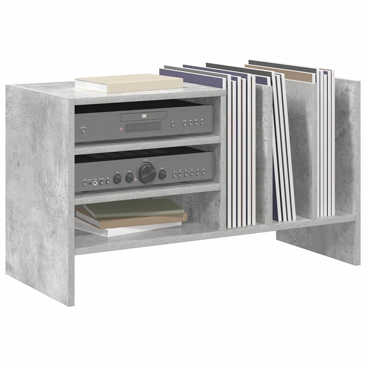 Platenspelermeubel - LP-kast - Platenspelerkast - Draaitafelstandaard - Platenspelerstandaard - Vintage Displayplank - Beton grijs