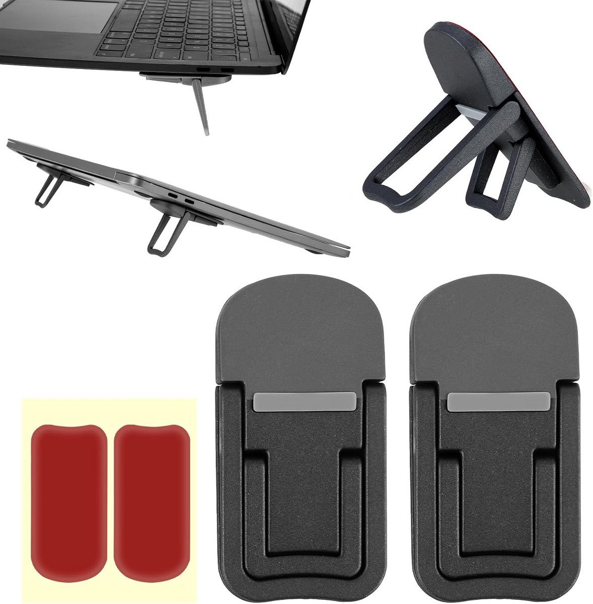 2x Opvouwbare Mini Laptopstandaard - Zelfklevende Verhoger voor Koeling en Ergonomie