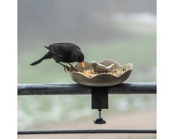 CJ Wildlife - Balus Balkon Voederschaal voor vogels - Oliijfgroen - Duurzam en plantbased - Cadeau - Vogelvoederplek