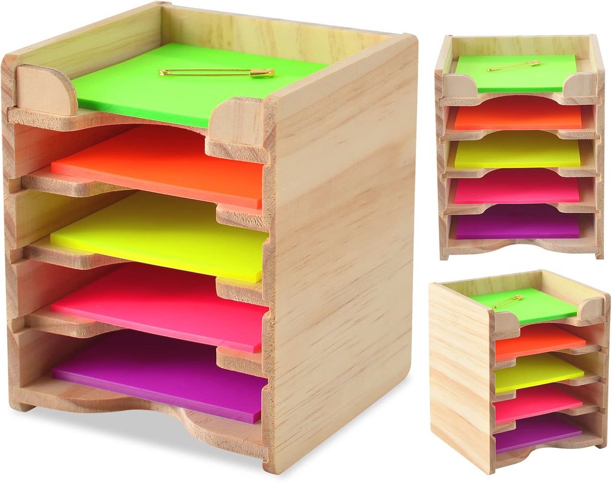 Houten Sticky Note Houder - Desktop Organizer voor Kantoor, Thuis en School