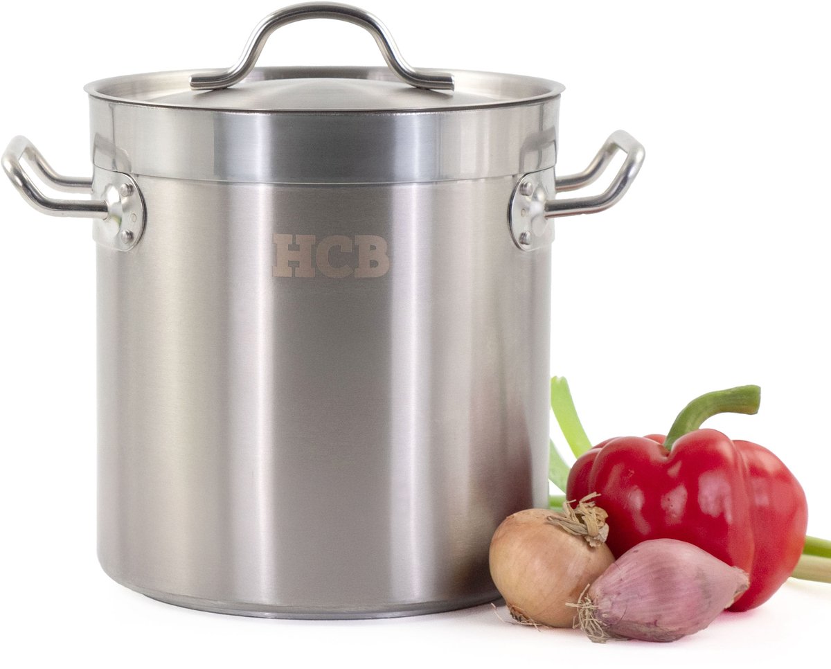 Bol.com HCB® - Professionele Kookpan - 6 liter - Inductie - Gas - Electrisch - Grote RVS / INOX pan - Soeppan - Horeca pannen - ... aanbieding
