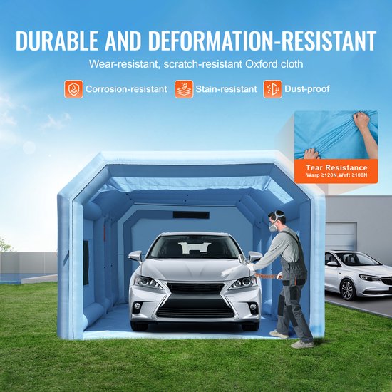 VEVOR Opblaasbare Spuitcabine, 8,5 x 4,8 x 3,3 M Opblaasbare Spuitcabine, met 950+750w Krachtig Blaas- en Luchtfiltersysteem, Autolakcabine voor Kleine Vrachtwagens, Motorfietsen van Merkloos — afbeelding 3