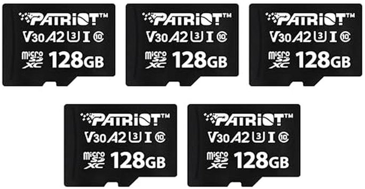 128 GB Micro SDXC V30 A2 UHS-I U3 4K UHD Geheugenkaarten - 5 Pack