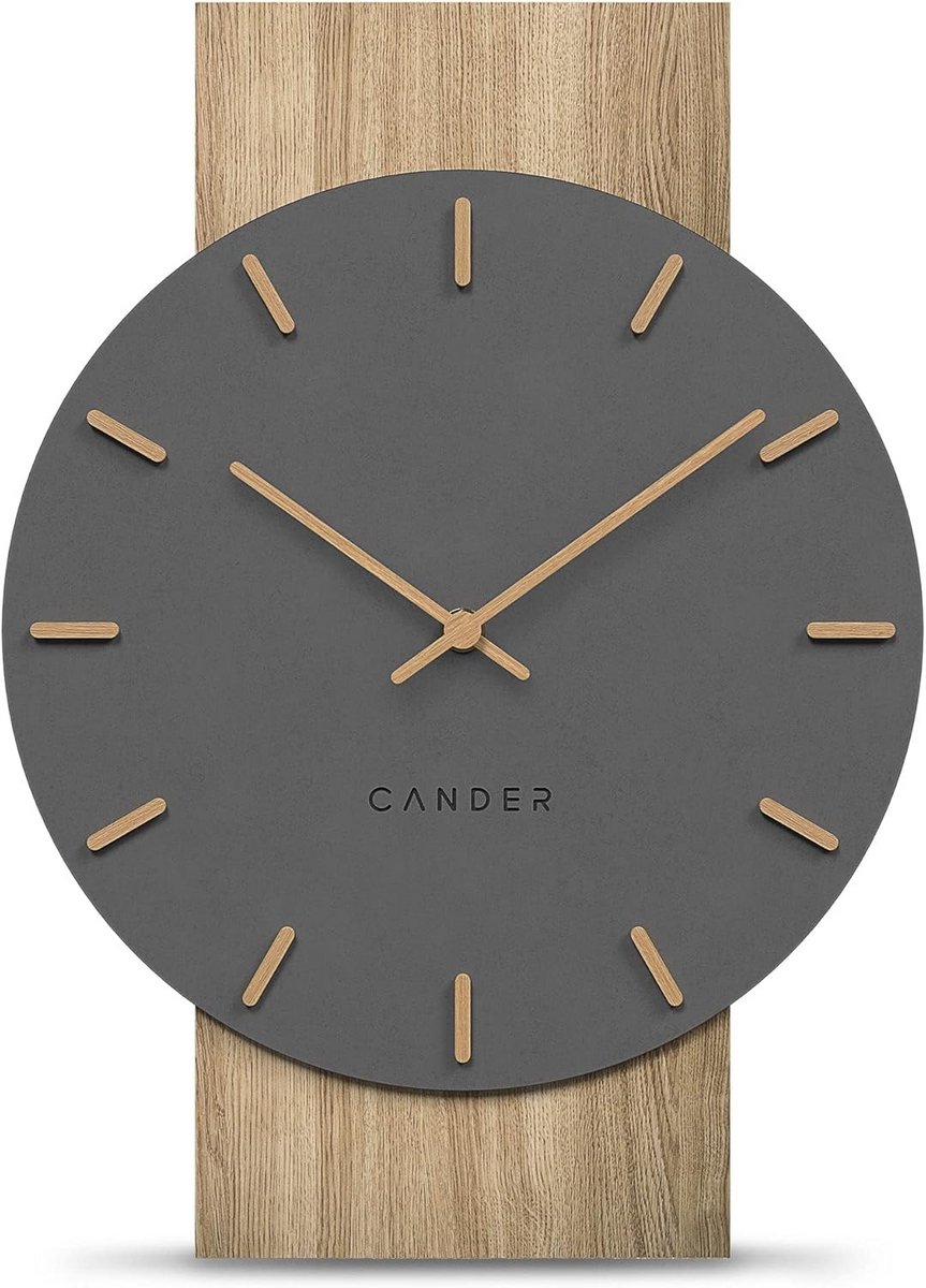 Stil Wandklok 41 cm Modern Vintage Grijs Hout Stil Looploper Woonkamer