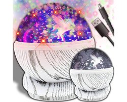 Night Light Projector - Starry Sky Rotation LED Bedside Lamp with 7 Colours - Children's Room Decor - USB Battery Powered Gift for Baby Boys Girls