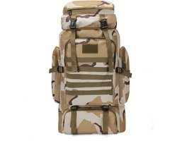 Waterproofe Wandelrugzak, Grote Outdoor Rugzak voor Hiking, Trekking en Kamperen, Upgrade Duurzame Rits en Stiksels, Systeem, Ergonomisch Ademend Rugpaneel, camouflage 2-70L