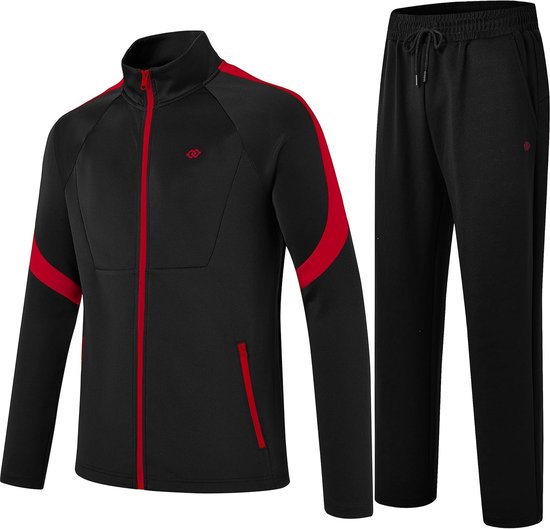 MoFiz Trainingspak voor heren, joggingpak, opstaande kraag, sportpak met ritssluiting, voor outdoor-activiteiten, grijs, XXL