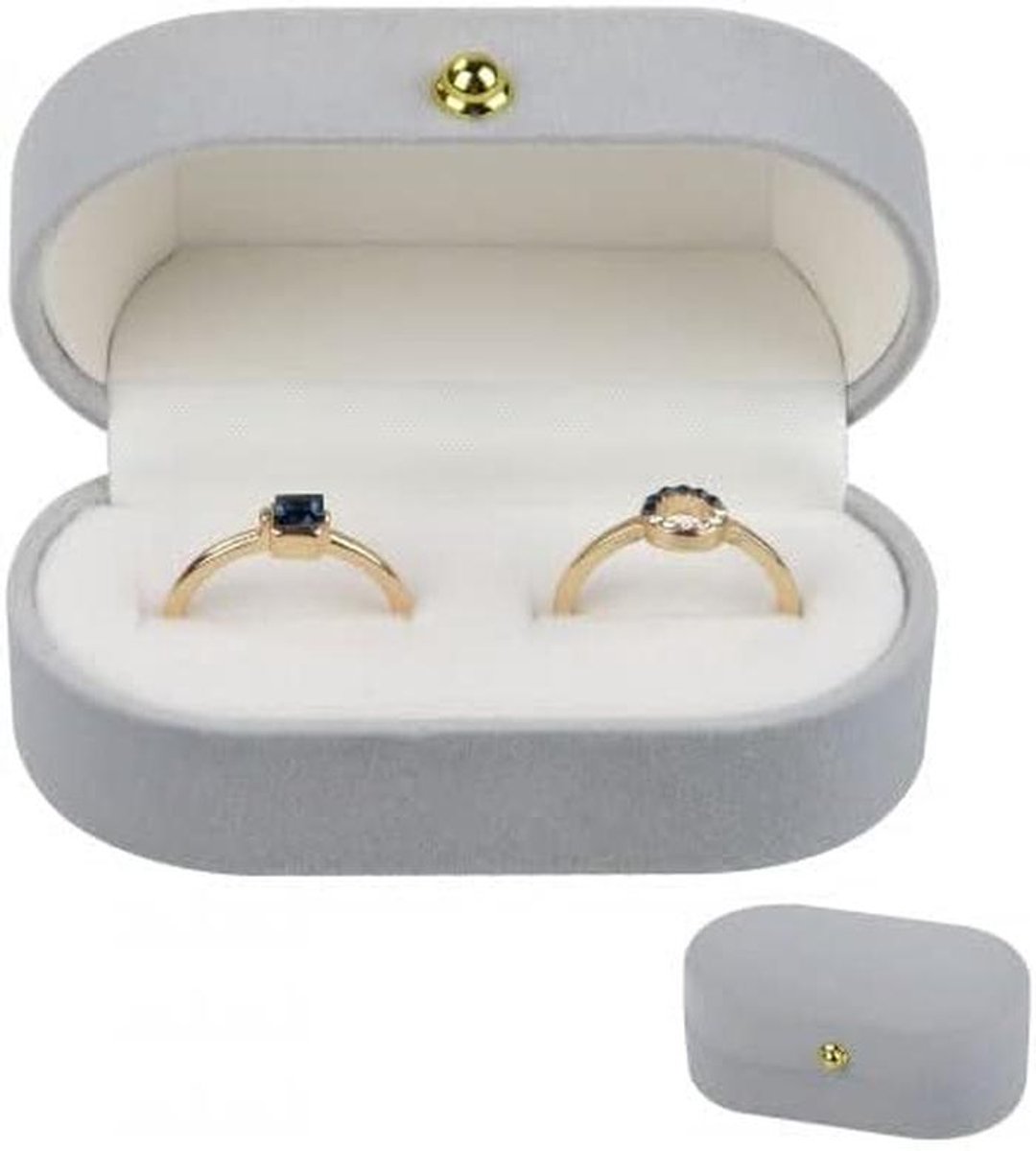 Luxe Fluweel Ringendoosje voor Verloving en Bruiloft - Grijs Juwelendoosje Dames en Meisjes