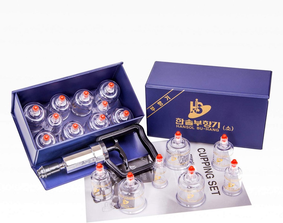 Professionele cupping therapie set met pomp, 10 Cups en Engelse handleiding