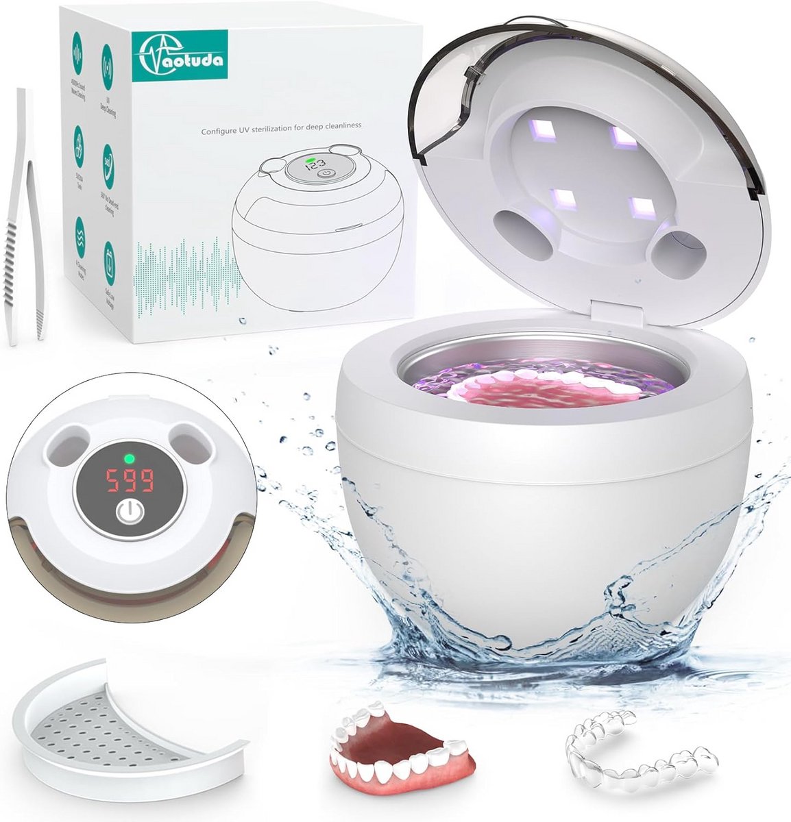 Ultrasone Reiniger 45 kHz voor Retainers, Gebitsbeschermers en Sieraden