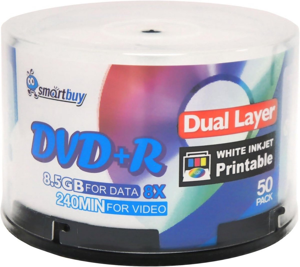 50 Pack DVD+R DL 8.5 GB 8X Dubbellaags Afdrukbare Witte Inkjet Blank Data Recordable Media - 50 Discs Spindel