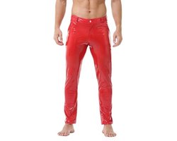 YUFEIDA Herenleggings, broek, klassiek, wetlook, PU-leer, lange broek, ritssluiting, zakken, casual, motorfiets, cosplay, dans, podium, party, club, leggings, broek voor heren