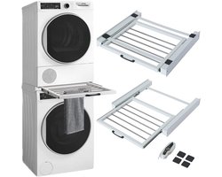 Universele Wasmachine en Droger Aansluitset met Verwijderbare Droogrek en Veiligheidsaccessoires