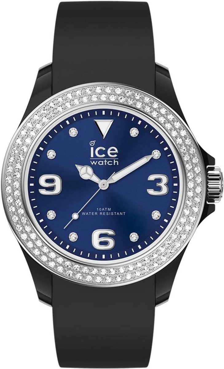 Zwarte Dameshorloge met Siliconen Strap - Elegante ICE Star Collectie