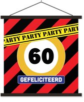 Porte-affiche avec affiche - Affiche scolaire - Anniversaire - 60 ans - Rayures - 40x40 cm - Lattes noires