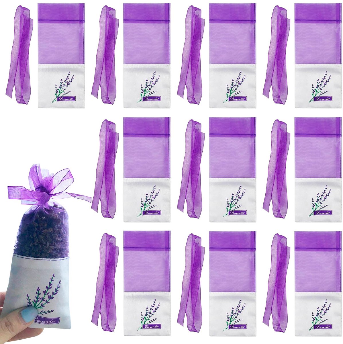 IMPERATORIS® Geurzakjes voor Kledingkast - Ladeverfrisser - Aromatherapie - Voor Kleding en Auto - Lege lavendelzakjes - 10 Stuks paars