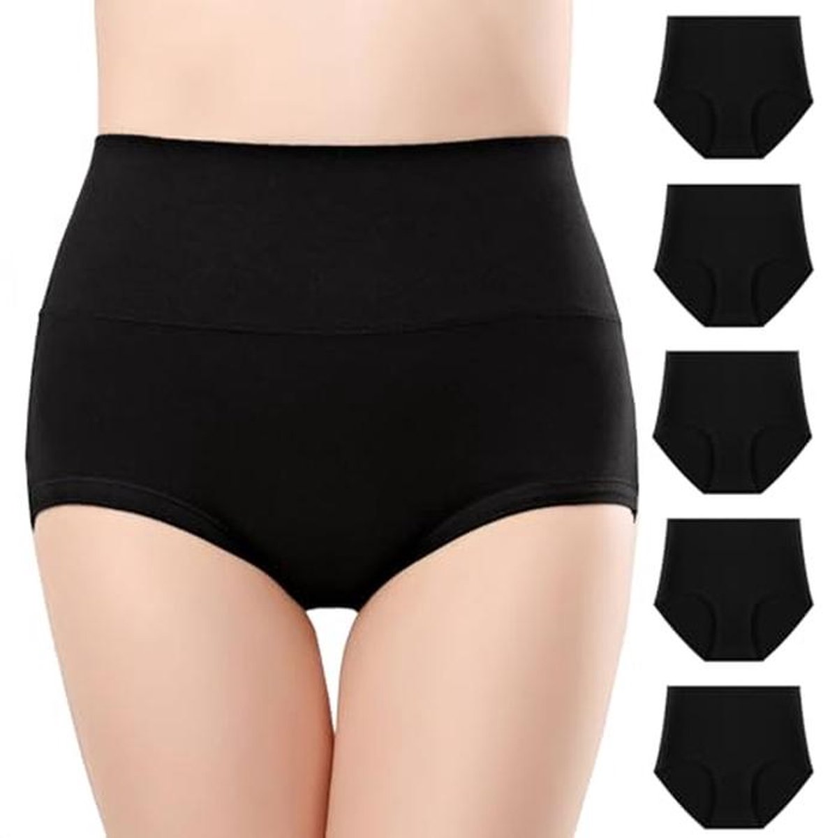 Comfortabele Hoge Taille Ondergoed voor Vrouwen - 5-Pack Tummy Control