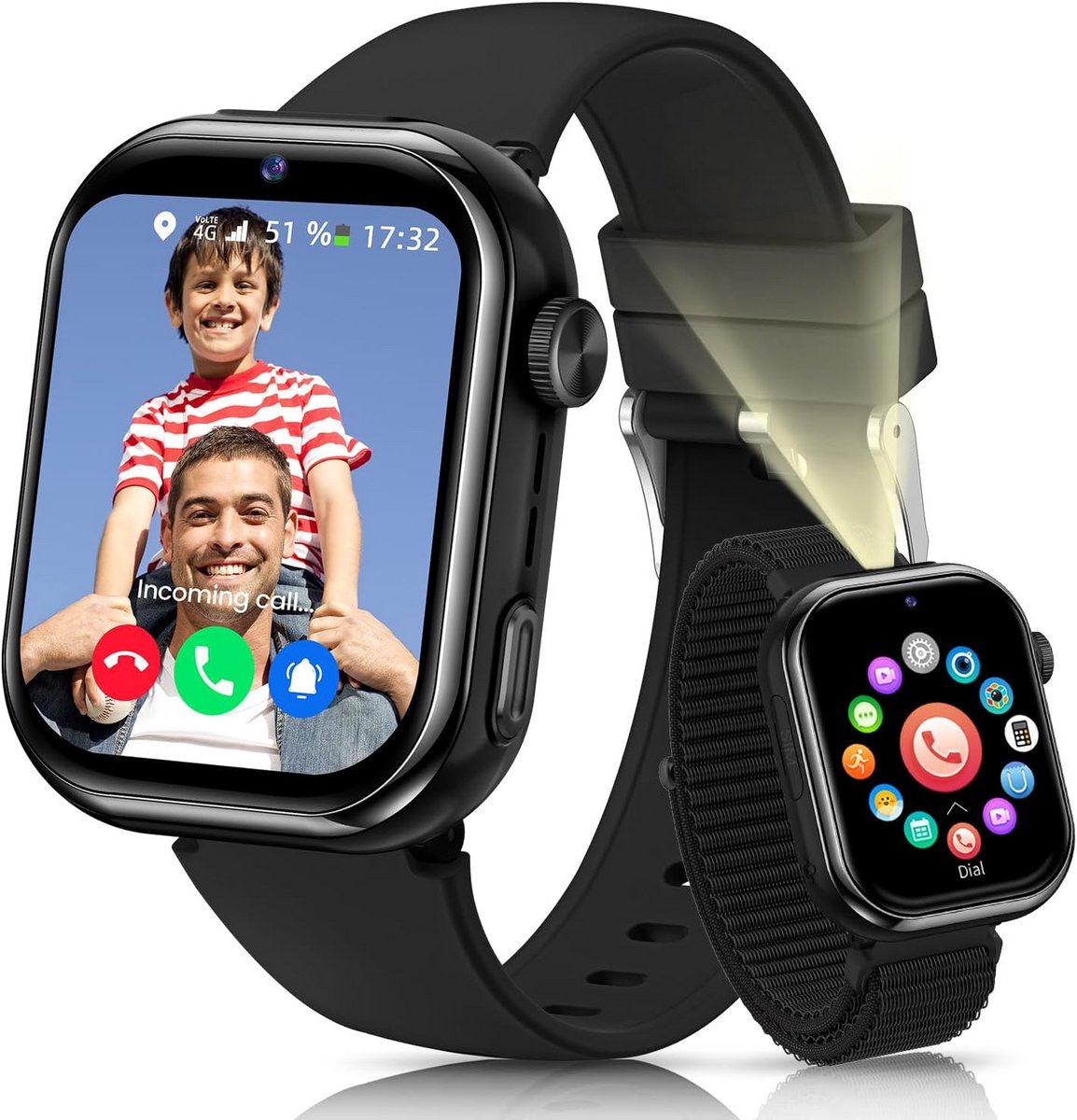 Kinder Smartwatch met GPS, Bellen en SOS - Waterdicht Zwart